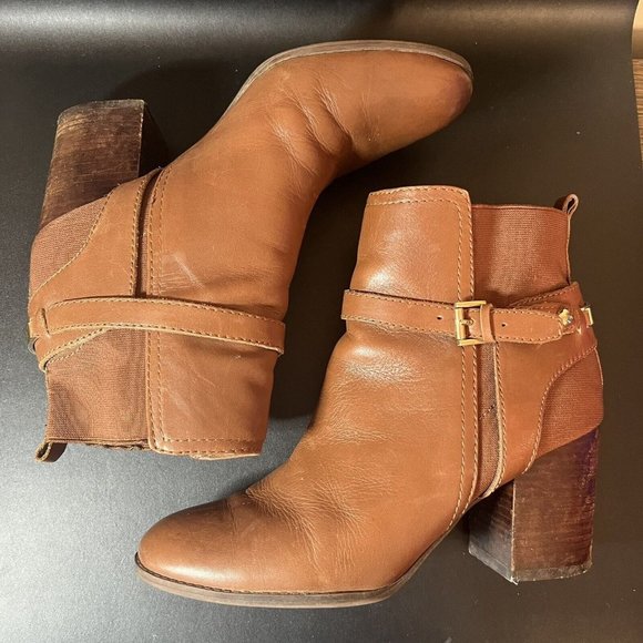 Tommy Hilfiger Twhayley Chestnut Brown Leather Slip On Ankle Boots Size 10 READ - Picture 8 of 16